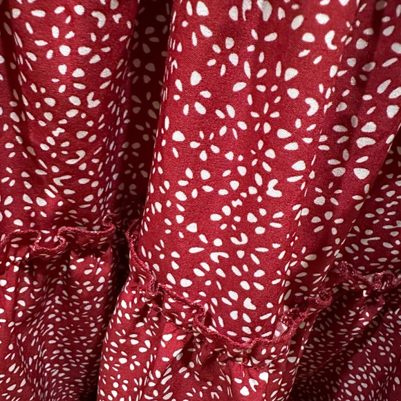 Red Flowy Drawstring Skirt - Picture 2 of 3